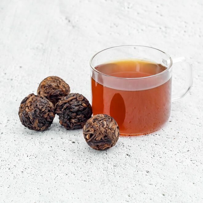 2015 Bu Lang Shan Pu'erh Bola de Dragón Madura