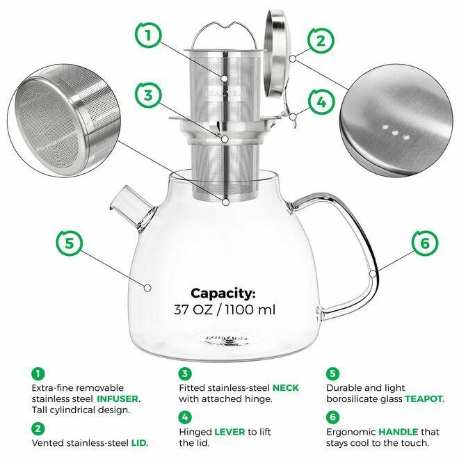 Tetera de vidrio Lyra 1000ml